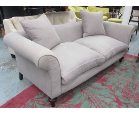 SOFAS &amp; STUFF SOFA, with grey Colefax and Fowler upholstery, 212cm L x 73cm H. (with faults)