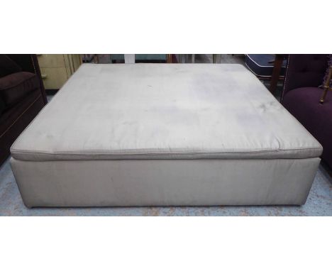 FOOTSTOOL, of large proportions, in a light grey finish, 168cm x 168cm x 42cm H. (with faults)
