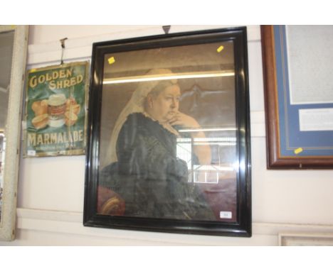 A framed and glazed print depicting Queen Victoria