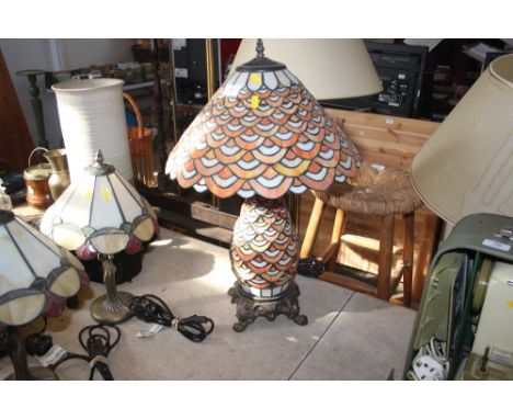 A Tiffany style lamp and shade 