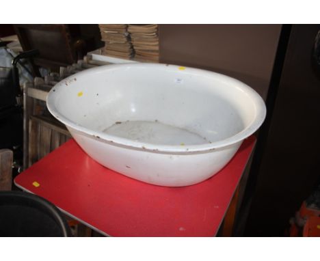 An enamel bath 