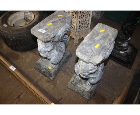 Two concrete bench plinths 