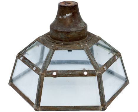 Southern Railway octagonal copper station lamp shade, as removed from Wroxall Station IOW. Measures 12in across and 12in tall