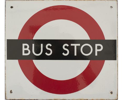 London Transport enamel BUS STOP sign measuring 16in x 14in. In excellent condition.