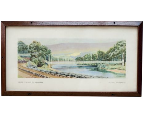 Carriage Print RIVER DEE AT CAMBUS O' MAY, ABERDEENSHIRE by Lance Cattermole R.O.I. View of the river and bridge, from the Sc