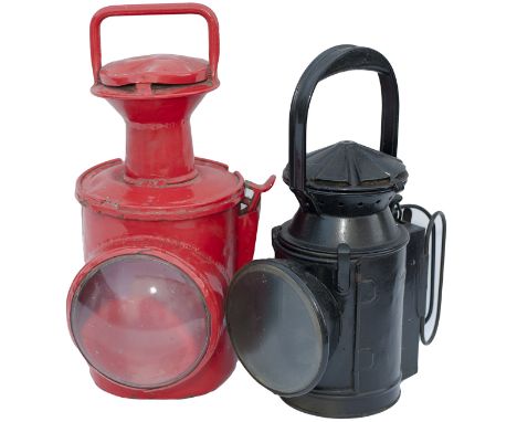 Southern Railway lamps as acquired from Wroxall Station IOW. One SR locomotive lamp, no reservoir. The other a BR(S) SR patte