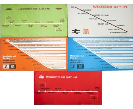Carriage print route diagrams x5 all for the MANCHESTER BURY LINE. All in good condition ready to frame, together with a clas