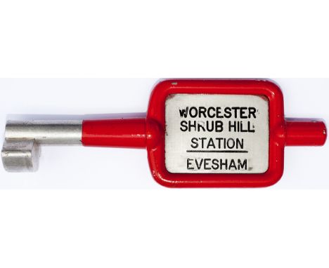 Tyers No9 single line aluminium key token Configuration A WORCESTER SHRUB HILL STATION - EVESHAM. In good condition.