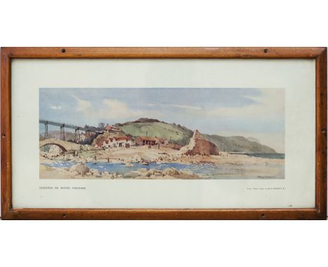 Carriage Print SANDSEND, NR. WHITBY, YORKSHIRE by Jack Merriott R.I. View of the now demolished viaduct and sea shore, from t