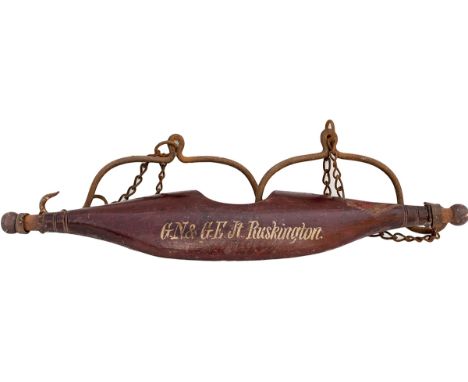 Lamp yoke, sign written GN&GE JT RUSKINGTON. In good original condition. Measures 36in long and complete with original lamp c