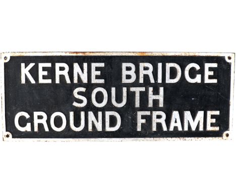 GWR cast iron ground frame boxboard KERNE BRIDGE SOUTH GROUND FRAME. Measures 46in x 18in, in ex railway condition. Kerne Bri