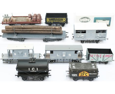 O gauge wagons x 10 consisting of Standard 8 plank Open by Slater's Wagon kits 7045, LNER/BR 20 ton Brake wagon, Slater's Wag