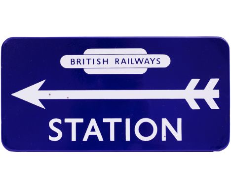 BR(E) FF enamel Station Direction  21in x 10.5 in British Railways in Totem at top with Left hand facing arrow, In excellent 