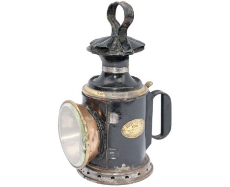 Isle Of Man Railway 3 aspect handlamp, complete with original rape oil reservoir and large brass oval plate Linley & Co 1905 