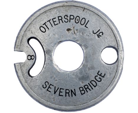 Tyers No 6 Aluminium single line Tablet OTTERSPOOL Jc - SEVERN BRIDGE. Ex GW & Midland Railway Joint, Severn & Wye Railway se