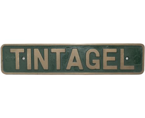 Nameplate  TINTAGEL rectangular cast brass ex 0-6-0 diesel mechanical locomotive Hudswell Clarke D754 of 1952. New to Port of