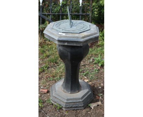 Stone pedestal Sundial - Approx height: 61cm 