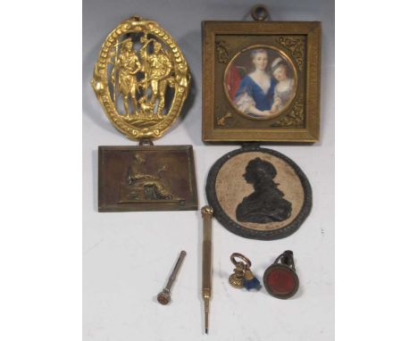 A late 18th century portrait miniature group and other items, including Sampson Morden propelling pencilSold in accordance wi