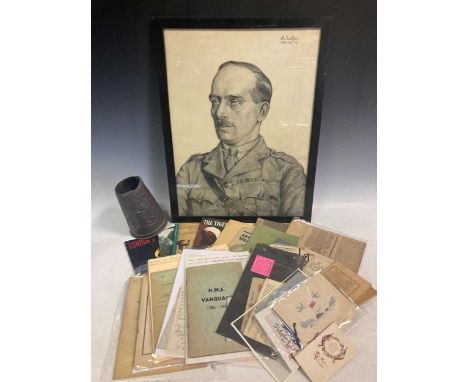 A large collection of military photographs, reports and ephemera, with decorative WW1 military metalwork and framed military 