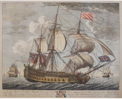 After John BoydellPrint commemorating the Monarque coloured engraving on paper, later impression71 x 84cm (framed)Provenance: