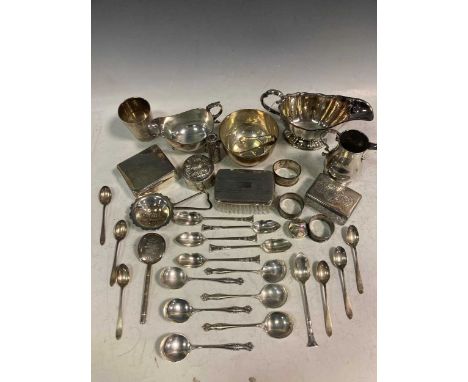 A quantity of silverware including sauce boats, jug, bowl, flatware etc, 37.5ozt weighable silver