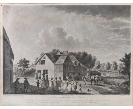 Francis Jukes after Master ChapmanThe Mill at Baldock in Hertsaquatint37 x 48cm; together with a portrait of a young girl, 24