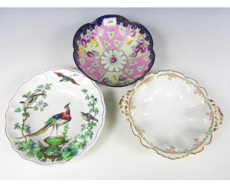 A Limoges dish together with a Spode dish and one other