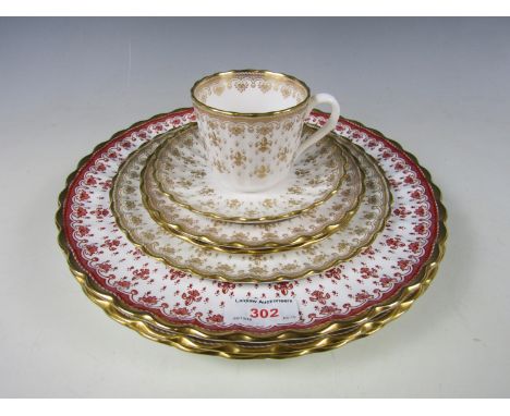 A Spode trio together with other Spode plates