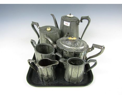 Six pieces of electroplate including two teapots, a water jug, two creamers and a sugar basin