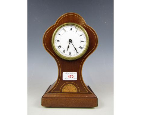 An Edwardian inlaid mantel clock (a/f)