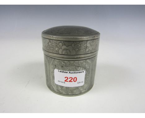 A Chinese pewter tea caddy