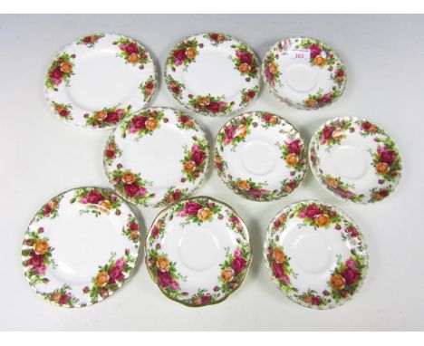 A quantity of Royal Albert Old Country Rose pattern plates and saucers