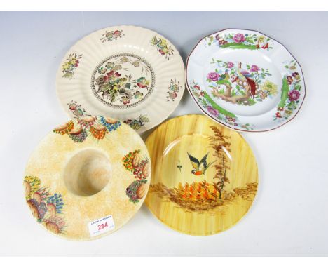 A Radford posy vase together with a Wade plate, a Wedgwood plate and one other