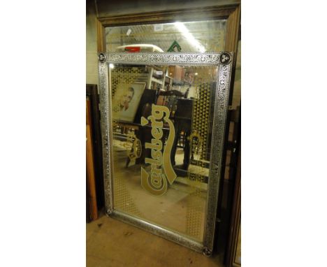 Framed advertising mirror, Carlsberg and Finest Old Scotch Whisky - Messrs. Renton & Co., 