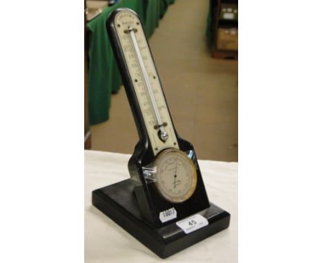 Antique Dollond desk thermometer with barometer.