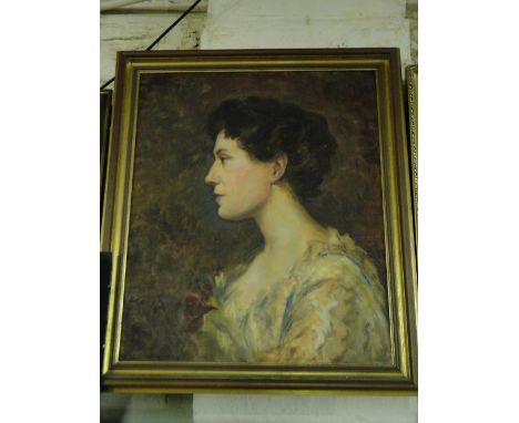 O Hunt,oil on canvas, portrait study of a young lady, framed.