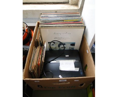 Nearly new record player, various LPs and 45s.
