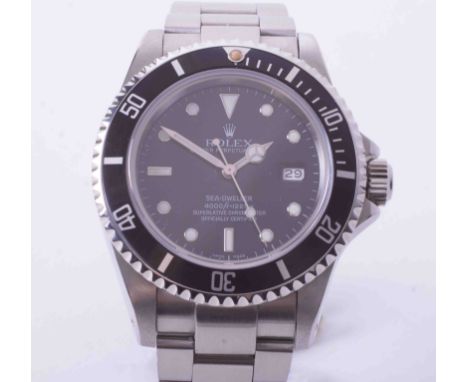 Rolex, a rare gents stainless steel 'Sea-Dweller 4000 Chronometer date' flip lock Oyster bracelet, black dial and bezel, mode