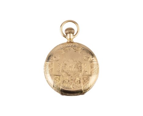 An early 20th century hunter pocket watch by Waltham, the white enamel dial with Arabic numerals, outer scale 0-60 and subsid