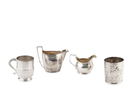A late Victorian silver christening mug, with part lobed body, by William &amp; John Barnard, London 1889, 8.5cm high, an ear