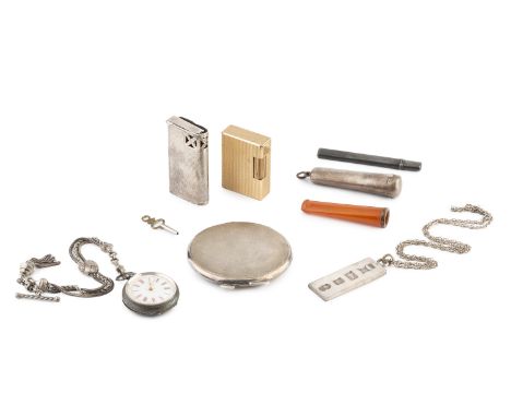 A George V Scottish silver 'Unity' lighter, by Barker Bros, Glasgow 1930, possibly for Dunhill, 6cm high, together with a Dup