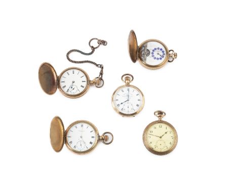 A gilt metal 'Tempus Fugit' open face pocket watch by Thomas Russell &amp; Son, the white enamel dial with Roman numerals and