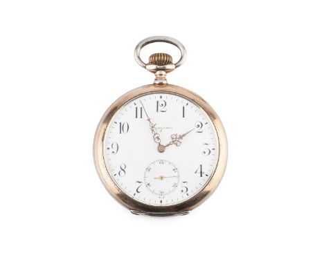 A 'Grands Prix' open face pocket watch by Longines, the white enamel dial with Arabic numerals, subsidiary seconds dial and g