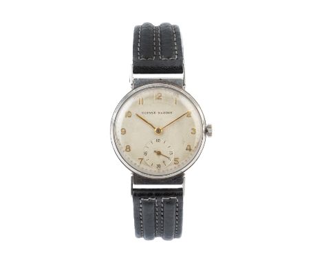 A stainless steel cased wristwatch by Ulysse Nardin, circa 1950, the circular with gilt Arabic numerals and subsidiary second
