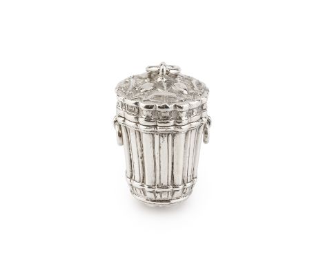 A mid Victorian silver thimble case, of shaped and banded form and having hinged cover, maker's mark J.D, London 1877, 3.5cm 