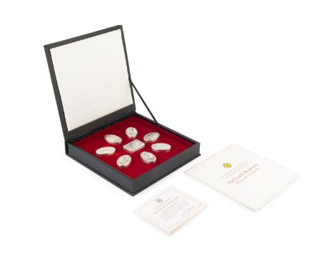 The Guards Regiments Silver Box Collection, a group of eight embossed silver boxes, with certificates, by Franklin Mint, 1979