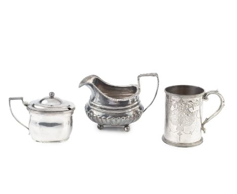 A George III silver mustard, of rounded rectangular form by William Burwash &amp; Richard Sibley, London 1809, 7.5cm high, a 