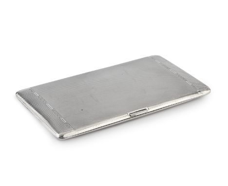 A George VI silver cigarette case, with engine turned decoration by Charles S. Green &amp; Co. Ltd, Birmingham 1937, 14.5cm w