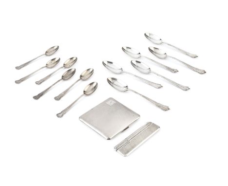 A set of six late Victorian silver Albany pattern teaspoons, by Walker &amp; Hall, Sheffield 1897, a set of six silver coffee