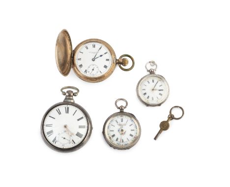 A Georgian silver pair case pocket watch, the white enamel dial with Roman numerals and subsidiary seconds dial to a key wind